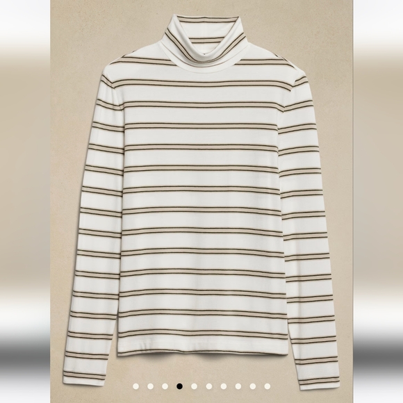 Banana Republic Timeless Turtleneck Top, Light Grounded Stripe, S - Picture 1 of 3